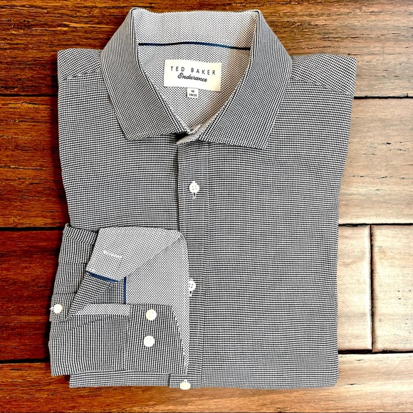 Ted Baker Other - Ted Baker Long Sleeve Endurance Fit Micro Houndstooth Shirt 16 34/35